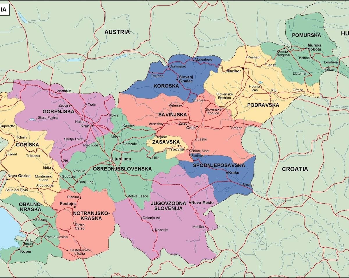 Mapa Slovenija politički