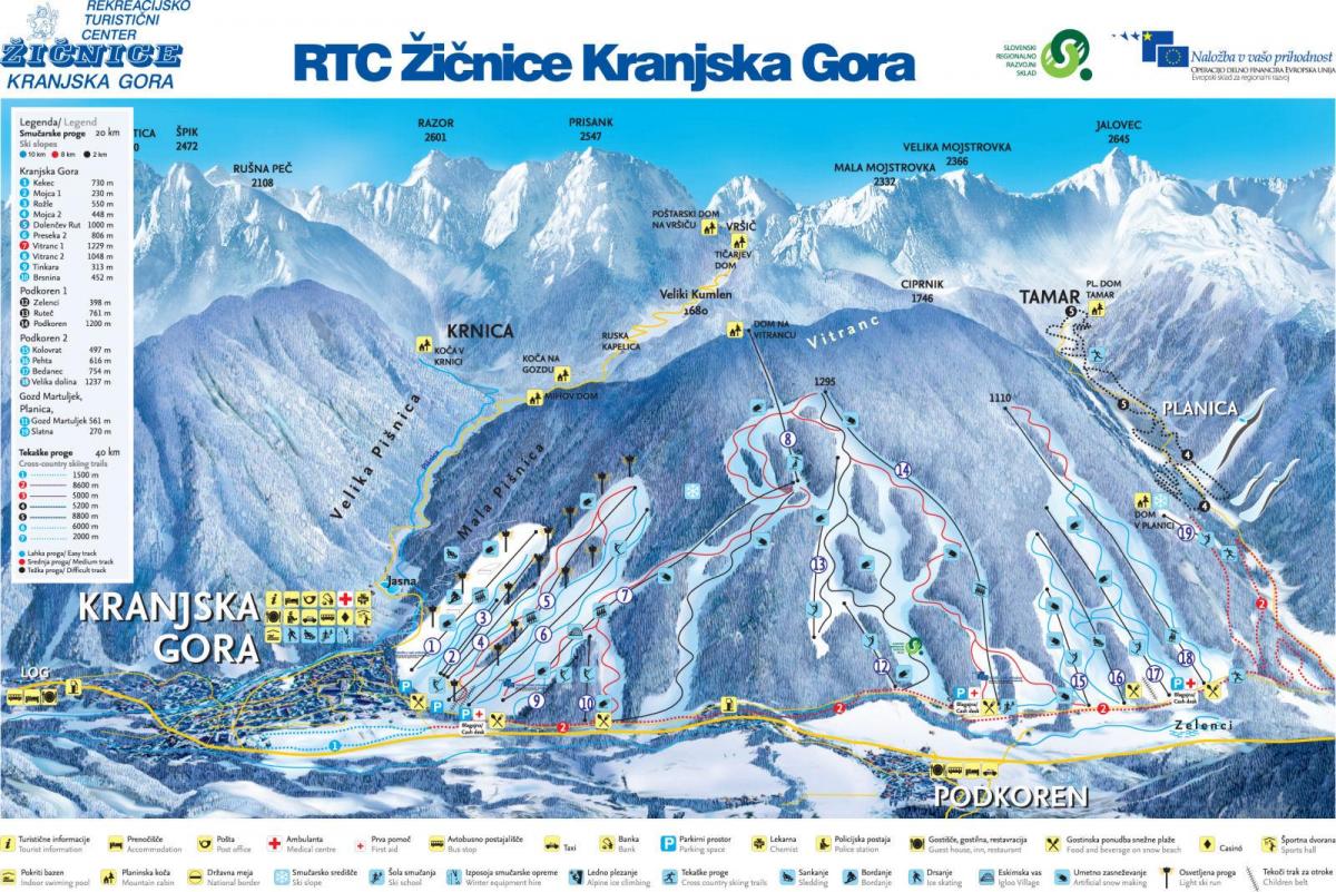 Mapa Slovenija ski odmarališta