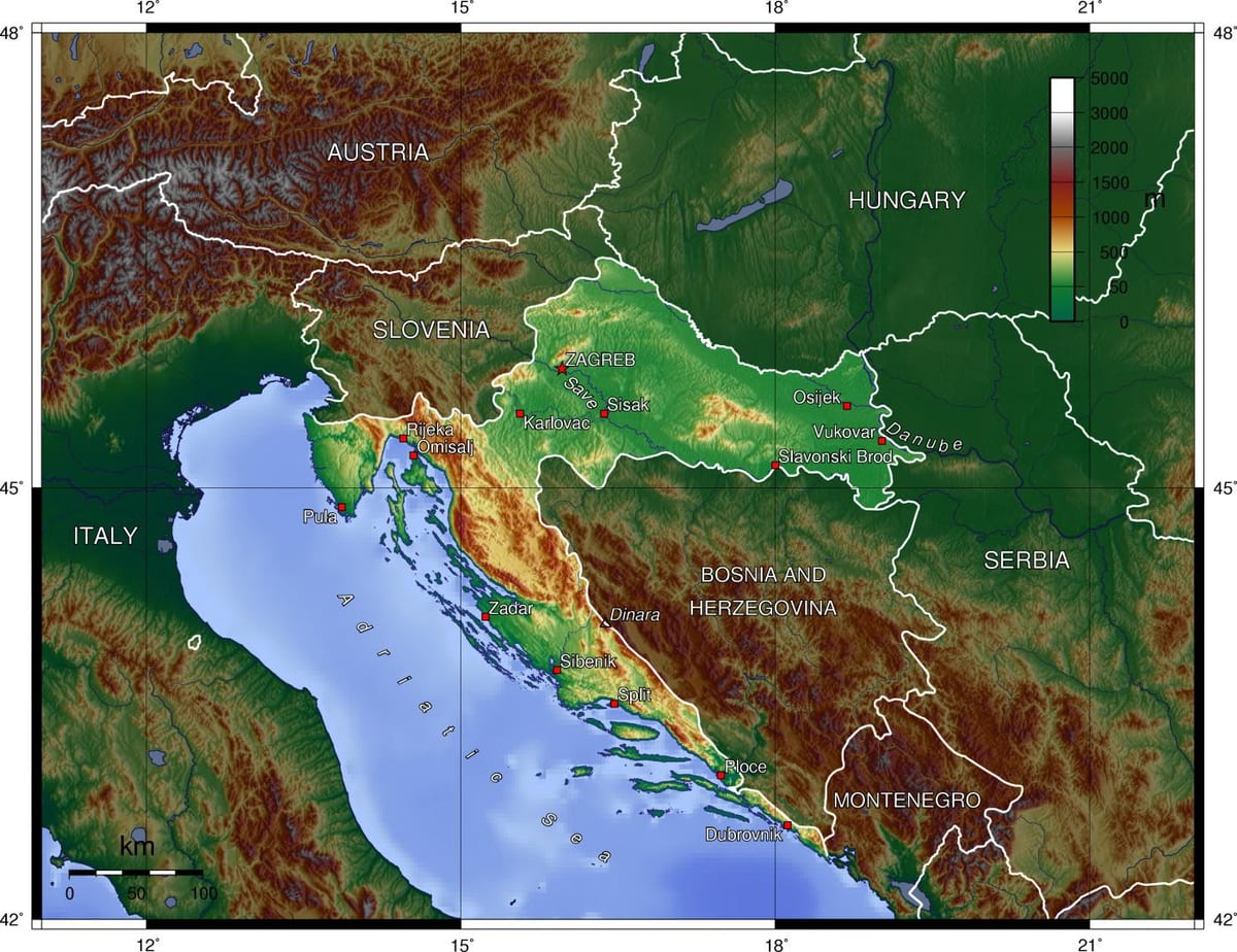 Mapa Slovenija topografske