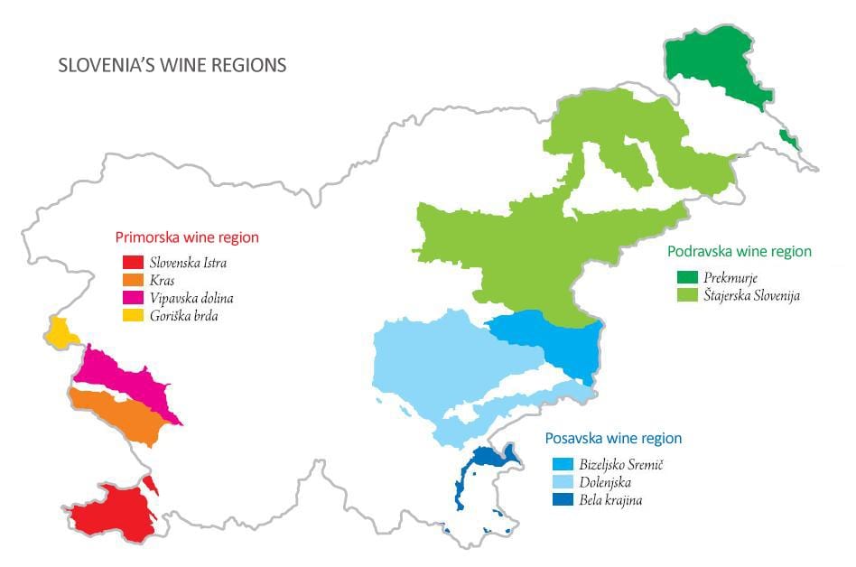 Mapa Slovenija vino