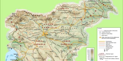 Mapa Slovenija fizički
